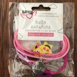 NEW girls emoji face rubber stretch bracelets